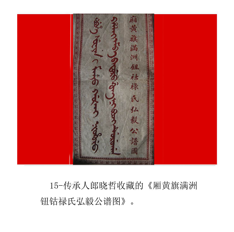尚阳堡民间传说传承人郎晓哲收藏的《镶黄旗满洲钮钴禄氏弘毅公谱图》.jpg
