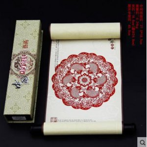 丝绸剪纸画装饰画 中国风礼物送老外小礼品 剪纸特色手工艺品画轴